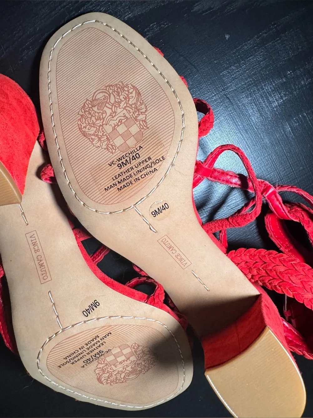 Vince Camuto Red Braided Strappy Heels - Picture 5 of 6